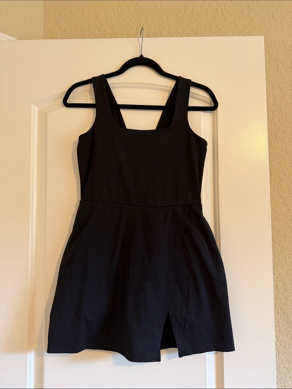 all in motion Black Square-Neck Mini Sport Dress with shorts